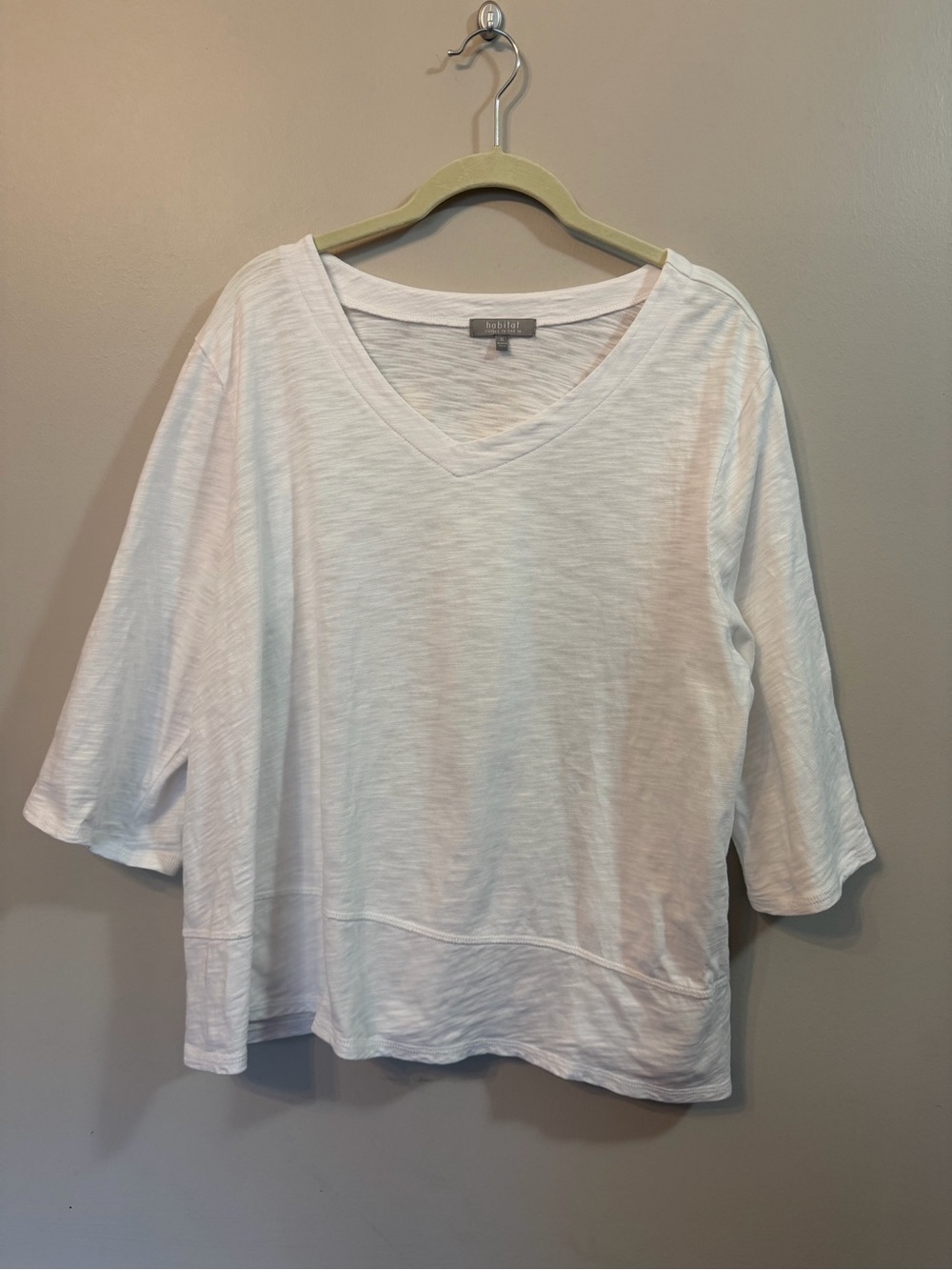 Habitat White V-Neck Long Sleeve Tee
